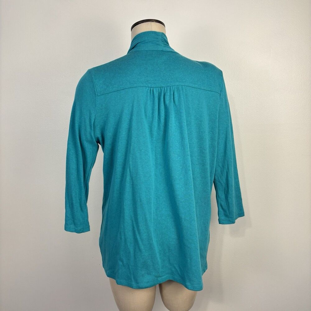 Talbots Womens M Open Cardigan Sweater Turquoise 3/4 Sleeve Light Weight - Picture 6 of 6